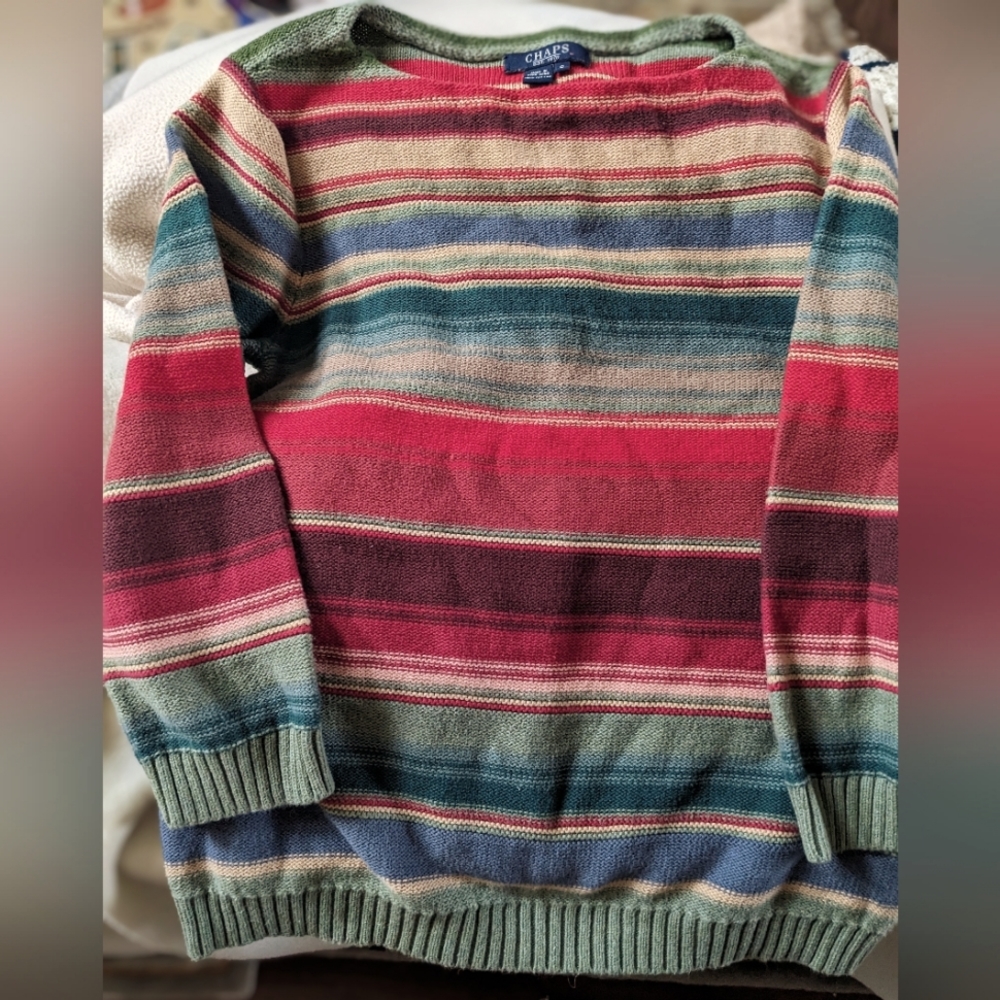 Chaps Ralph Lauren size S sweater. Golden, reds and greens